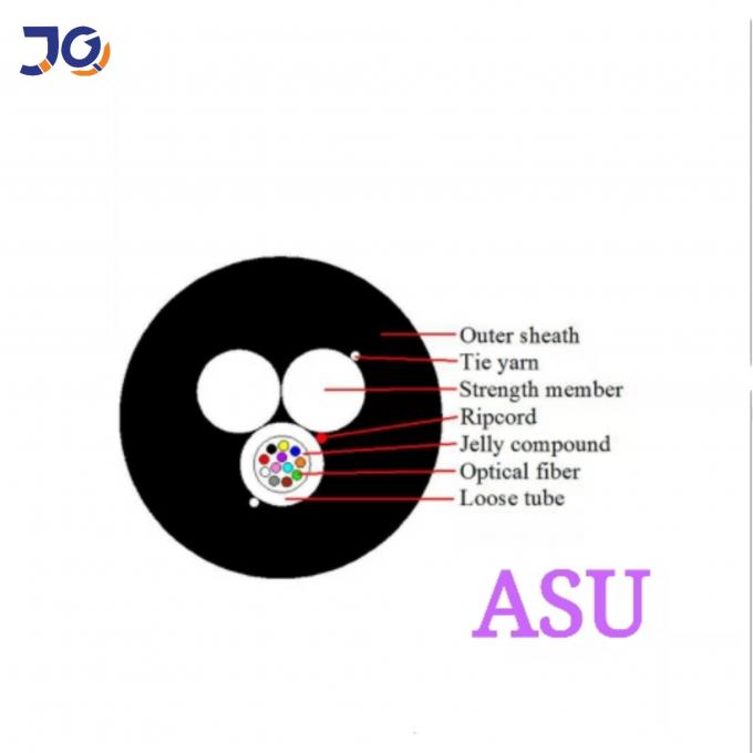 12 Core Self Supporting FRP Menber ASU Mini ADSS Aerial Fiber Optic Cable 120M Span 0