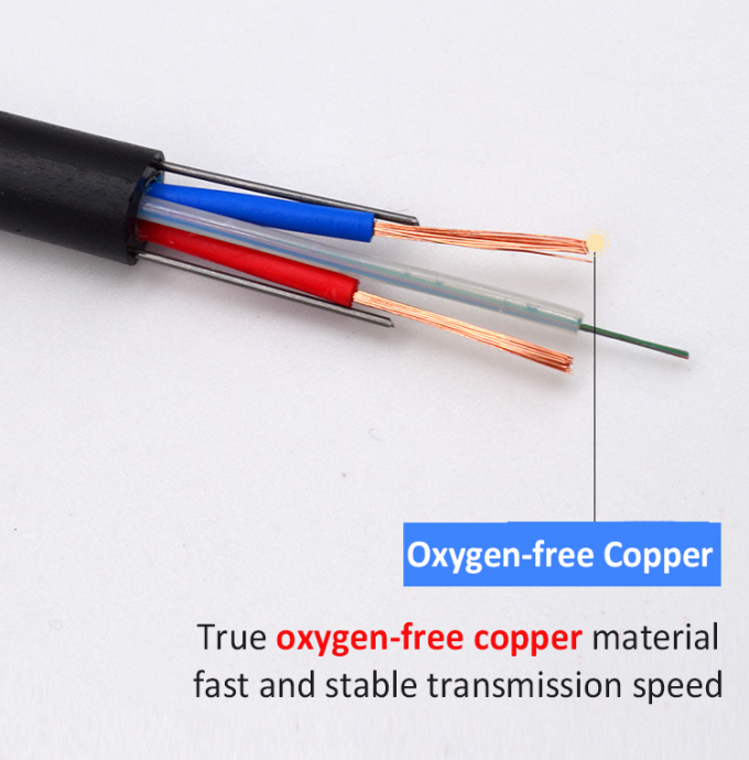 Photoelectric Composite Hybrid Optical Fiber Cable GYXTW RVV Armoured 12 Cores with Power Cable
