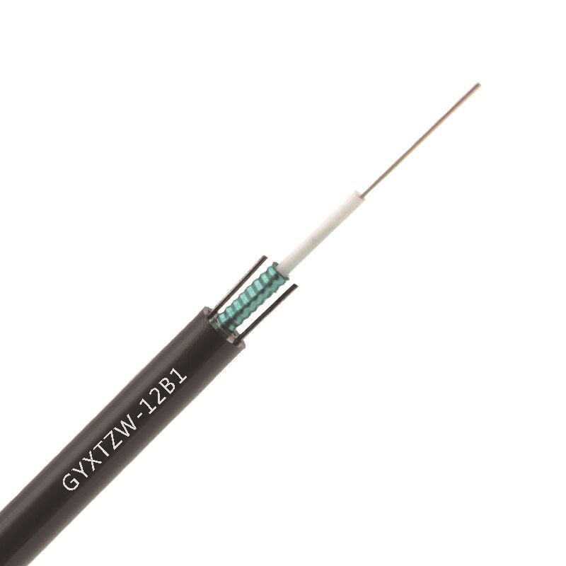 Durable Outdoor Fiber Optic Cable GYXTW with Central Loose Tube Structure, PE Outer Sheath, and Double-Sided Coated Plastic Steel Strip for Aerial and Duct Installation