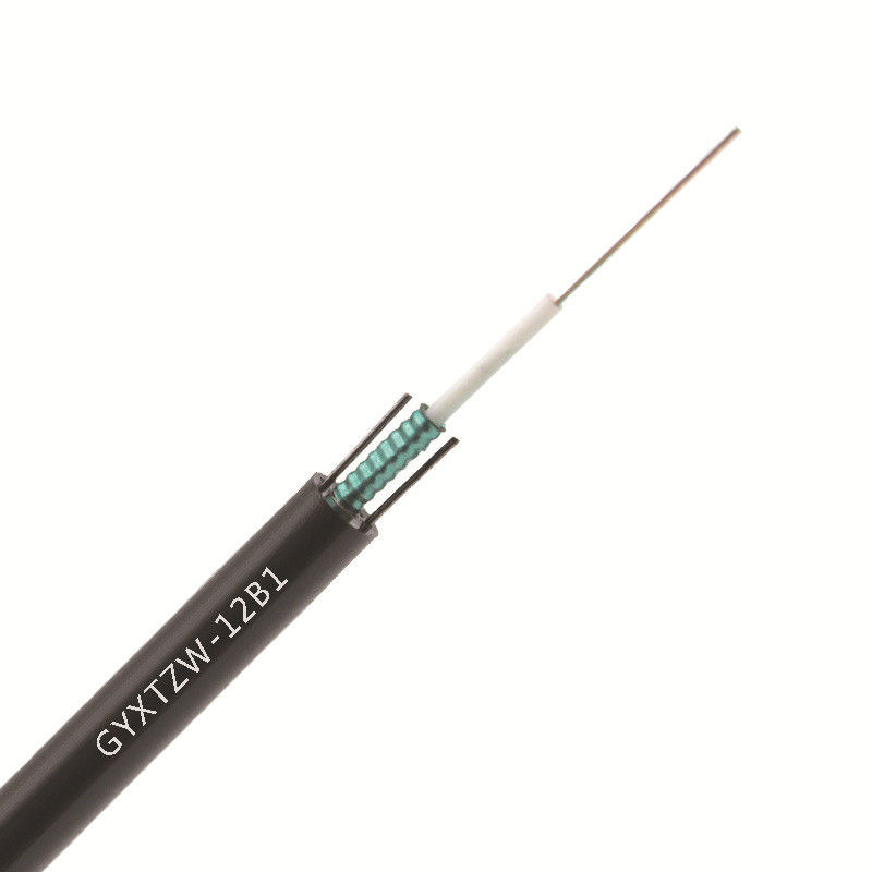 Durable Outdoor Fiber Optic Cable GYXTW with Central Loose Tube Structure, PE Outer Sheath, and Double-Sided Coated Plastic Steel Strip for Aerial and Duct Installation