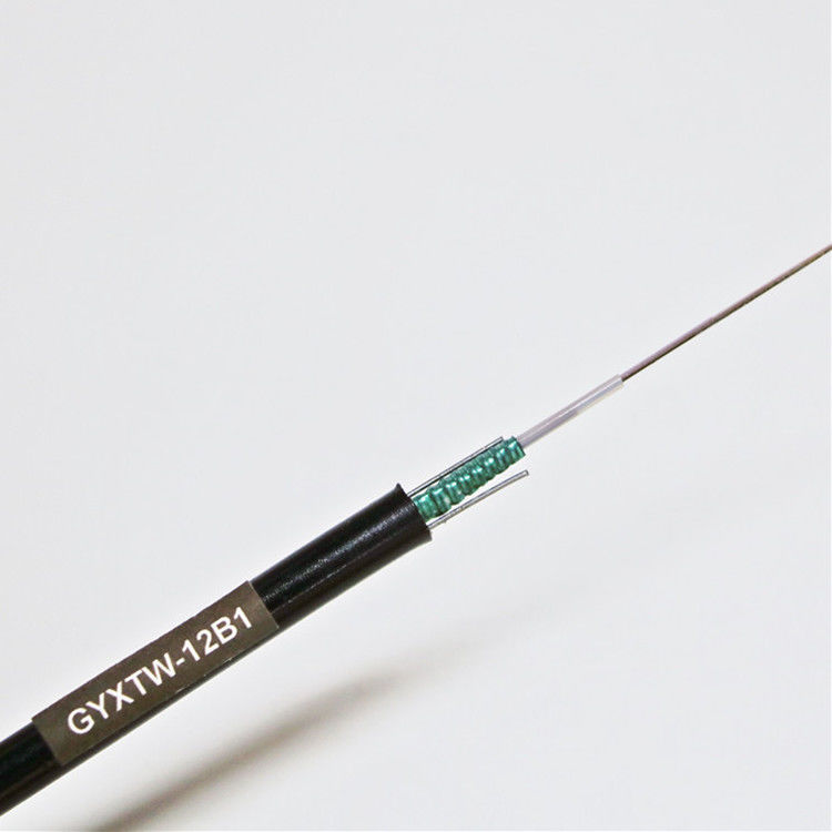 Durable Outdoor Fiber Optic Cable GYXTW with Central Loose Tube Structure, PE Outer Sheath, and Double-Sided Coated Plastic Steel Strip for Aerial and Duct Installation