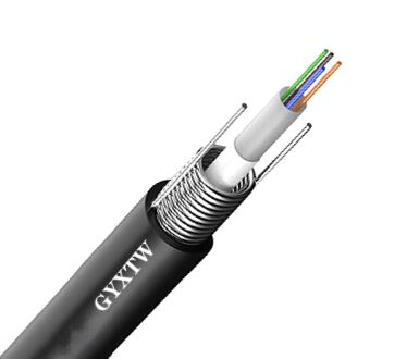 Durable Outdoor Fiber Optic Cable GYXTW with Central Loose Tube Structure, PE Outer Sheath, and Double-Sided Coated Plastic Steel Strip for Aerial and Duct Installation