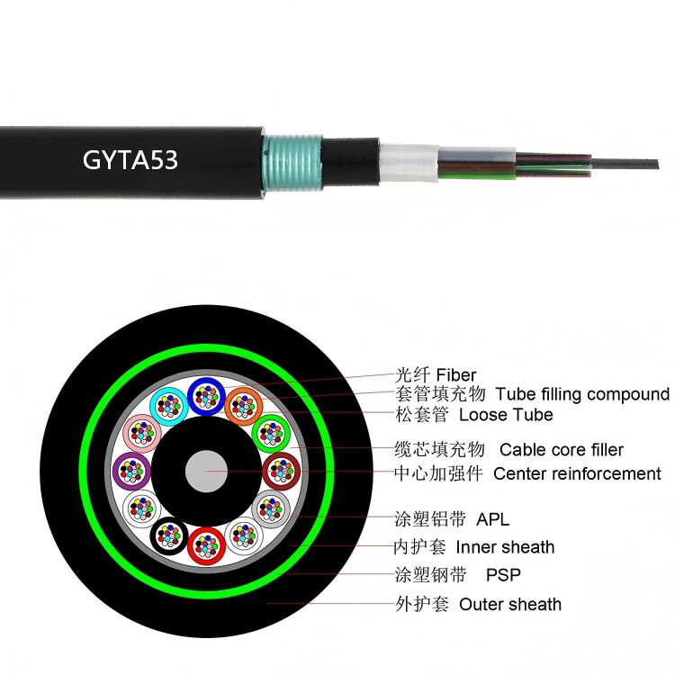 Quality GYTA53 Direct Buried Fiber Optic Cable 2-144 Core Double Armored factory