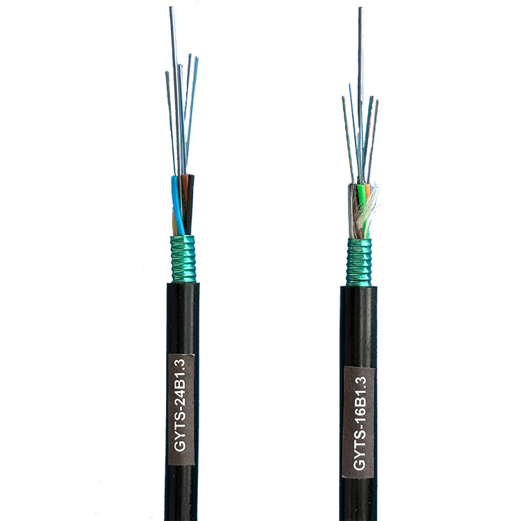 Quality GYTS 24 Core G652D Steel Tape Armored Fiber Optic Cable Black PE Jacket Outdoor Direct Burial High Crush Resistance factory