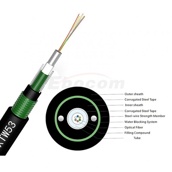 Low loss GYXTW Optical Fiber Cable 12 24 core G652D for aerial and duct laying