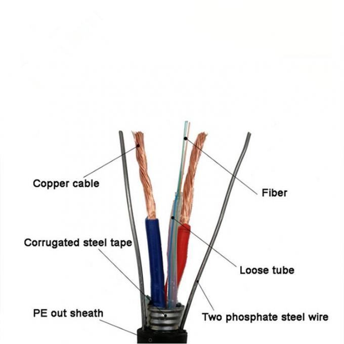 OPLC Photoelectric Composite Hybrid Cable 4 Core Fiber Optic Cable With Copper Wire