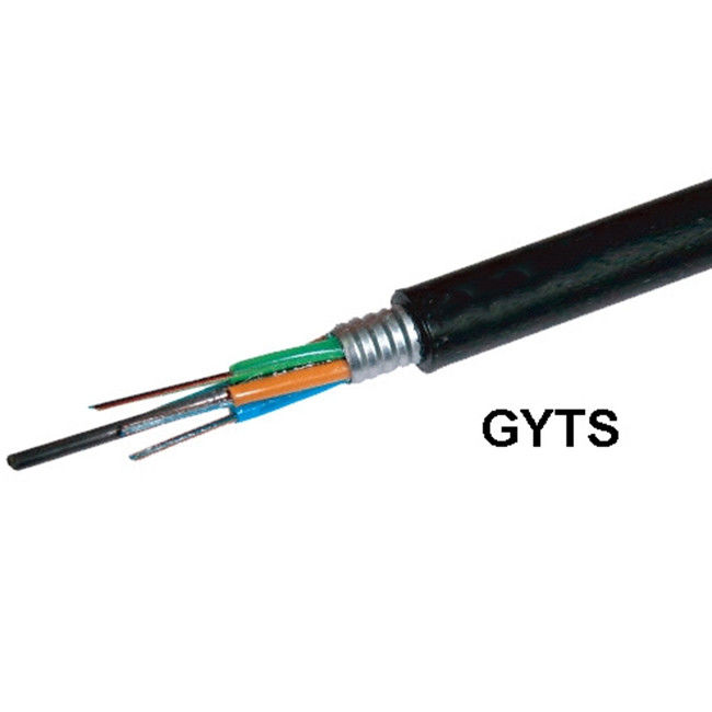 Outdoor Duct Fiber Optic Cable GYTS Light Armored SM G652D MLT Stranded 12 24 48 Core With PE Jacket