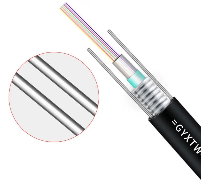 Outdoor Duct GYXTW Cable 2-24 Cores G652D SM PE jacket Centroltube Aerial connecting for long distance communication