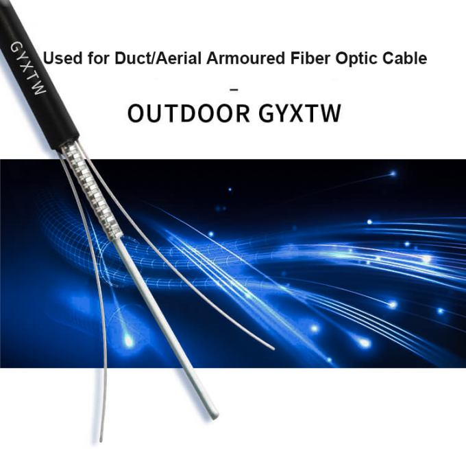 Outdoor GYXTW 12 Core G652D Light Armored Fiber Optic Cable With Central Loose Tube Structure
