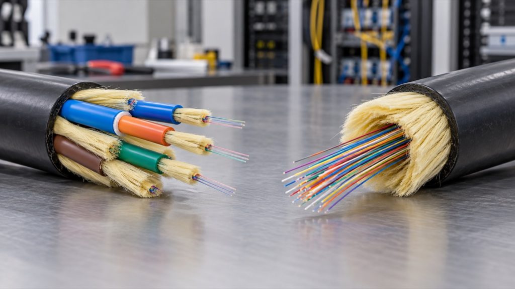 Breakout fiber cable and distribution fiber cable construction comparison