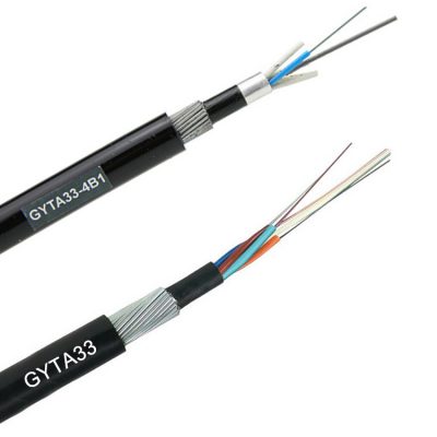 High Strength GYTA 24 Core Aluminum Tape Armored Fiber Optic Cable PE Sheath for Outdoor Long Distance Use